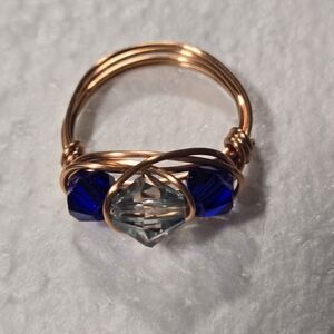 Copper and Blue Bicone Stones Ring